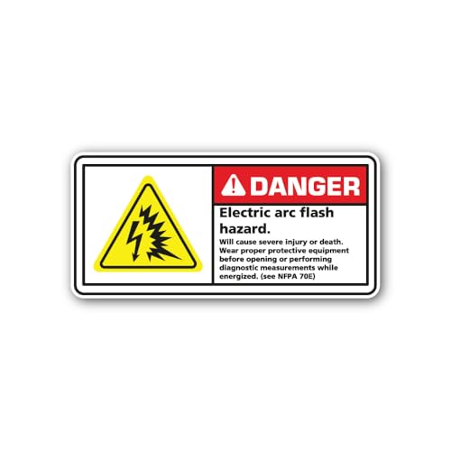 2 (Pieces) 3" and 5" Electric arc Flash Hazard Sign Sticker, Waterproof Vinyl Decals for Many Purpos