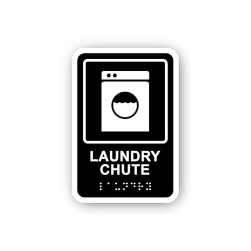 2 (Pieces) 3" and 5" Laundry Chute Sign with Washing Machine Icon Sticker, Waterproof Vinyl Decals f