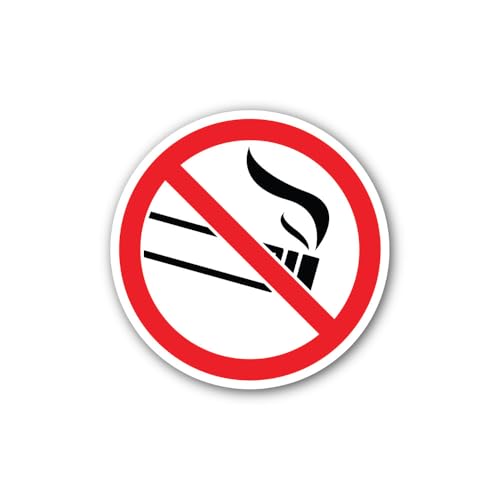 2 (Pieces) 3" and 5" Smoke-Free Zone Symbol Sticker, Waterproof Vinyl Decals for Many Purpose Like C