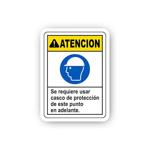 2 (Pieces) 3" and 5" Vertical Spanish Hard Hat Safety Notice Sticker, Waterproof Vinyl Decals for Ma