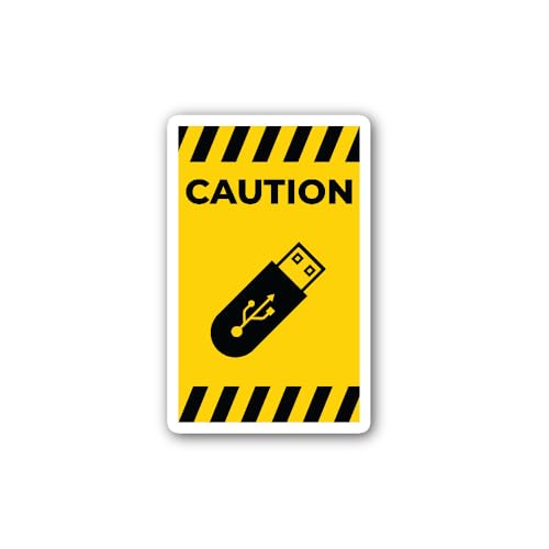 2 (Pieces) 3" and 5" Caution: No USB Devices Sticker, Waterproof Vinyl Decals for Many Purpose Like