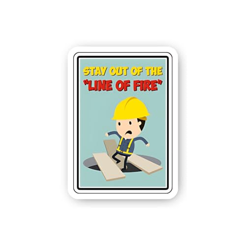 2 (Pieces) 3" and 5" Watch Your Step: Stay Out of The Line of Fire Sticker, Waterproof Vinyl Decals