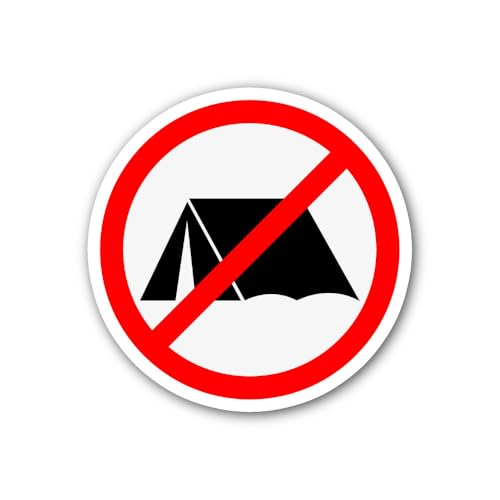 2 (Pieces) 3" and 5" No Camping Sign Sticker, Waterproof Vinyl Decals for Many Purpose Like Cars, Tr