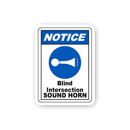 2 (Pieces) 3" and 5" Sound Horn at Blind Intersection Notice Sticker, Waterproof Vinyl Decals for Ma