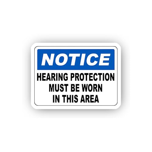 2 (Pieces) 3" and 5" Area-Wide Hearing Protection Notice Sticker, Waterproof Vinyl Decals for Many P