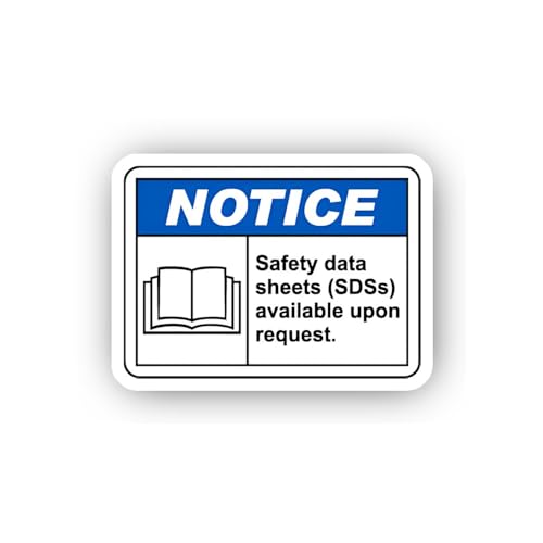 2 (Pieces) 3" and 5" Blue Notice Safety Data Sheets Sticker, Waterproof Vinyl Decals for Many Purpos
