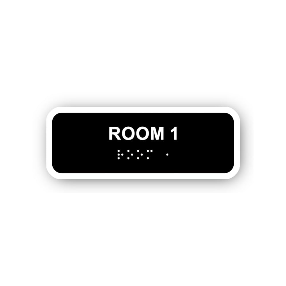 2 (Pieces) 3" and 5" Room 1 Numbered Sign with Braille Sticker, Waterproof Vinyl Decals for Many Pur