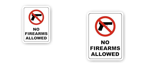 2 (Pieces) 3" and 5" No Firearms Allowed Vertical Sticker, Waterproof Vinyl Decals for Many Purpose