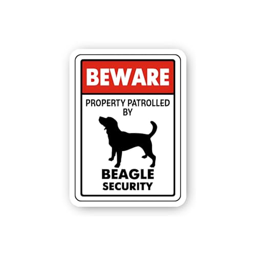 2 (Pieces) 3" and 5" Beagle Security Sticker, Waterproof Vinyl Decals for Many Purpose Like Cars, Tr