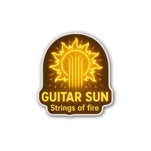 2 (Pieces) 3" and 5" Guitar Sun Strings of fire Sticker, Waterproof Vinyl Decals for Many Purpose Li