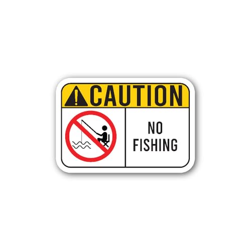 2 (Pieces) 3" and 5" No Fishing Sign Caution Sticker, Waterproof Vinyl Decals for Many Purpose Like
