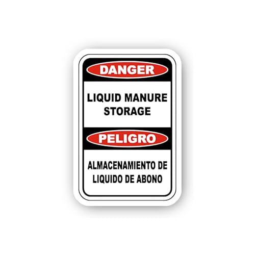 2 (Pieces) 3" and 5" Danger Liquid Manure Storage Sticker, Waterproof Vinyl Decals for Many Purpose