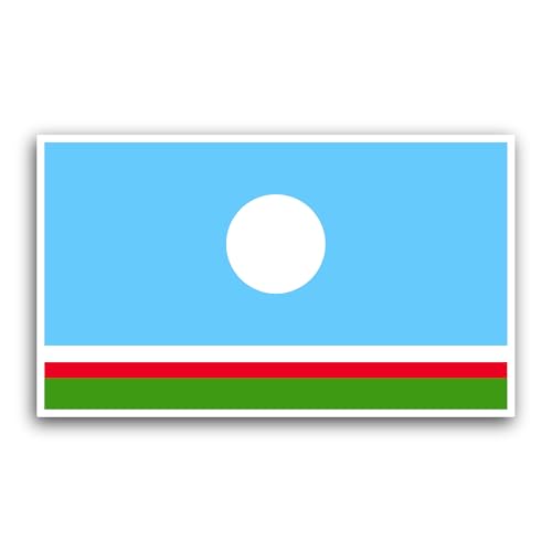 2 (Pieces) 3" and 5" Sakha Republic Flag Sticker, Waterproof Vinyl Decals for Many Purpose Like Cars