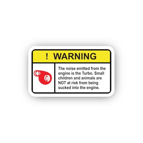 2 (Pieces) 3" and 5" Turbo Engine Non-Suction Warning Sticker, Waterproof Vinyl Decals for Many Purp