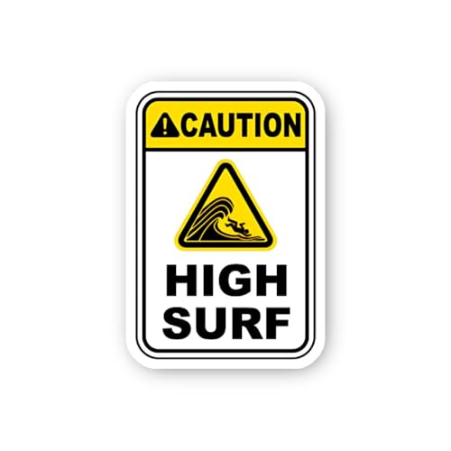 2 (Pieces) 3" and 5" Caution High Surf Sticker, Waterproof Vinyl Decals for Many Purpose Like Cars,
