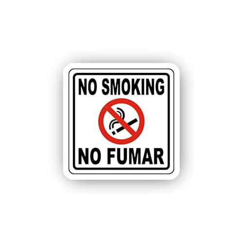 2 (Pieces) 3" and 5" Bilingual No Smoking Vaping Deated Areas Sticker, Waterproof Vinyl Decals for M