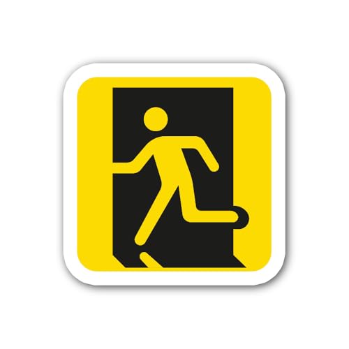 2 (Pieces) 3" and 5" Emergency exit Safety Sign Sticker, Waterproof Vinyl Decals for Many Purpose Li