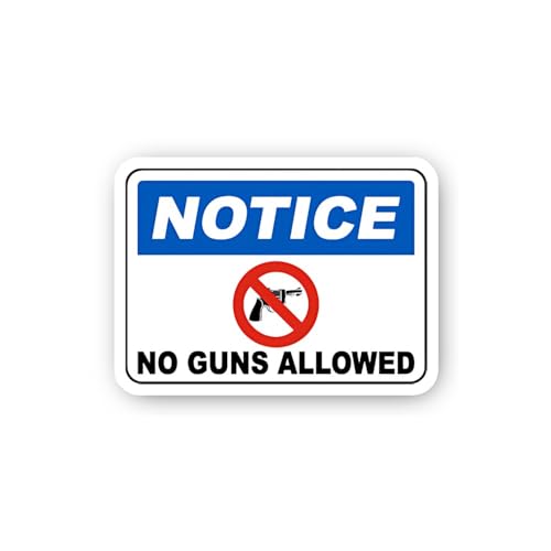 2 (Pieces) 3" and 5" Notice No Guns Allowed Horizontal Sticker, Waterproof Vinyl Decals for Many Pur