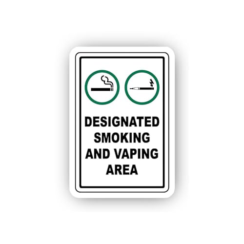 2 (Pieces) 3" and 5" Vertical Smoking and Vaping Area Sticker, Waterproof Vinyl Decals for Many Purp