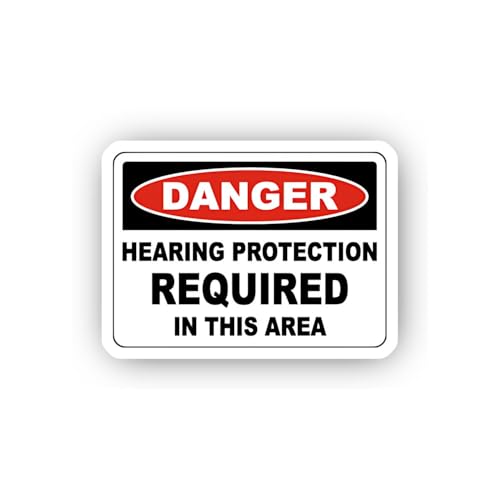 2 (Pieces) 3" and 5" Danger Hearing Protection Required Notice Sticker, Waterproof Vinyl Decals for