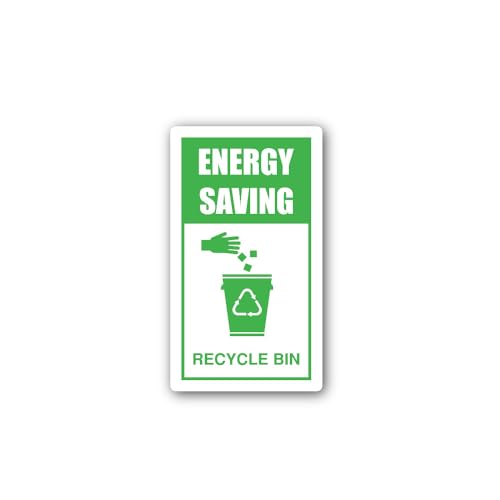 2 (Pieces) 3" and 5" Energy Saving Recycle BIN Sign Sticker, Waterproof Vinyl Decals for Many Purpos