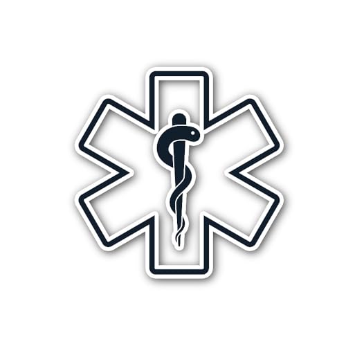 2 (Pieces) 3" and 5" Black Colour Symbol for Emergency Medical Sticker, Waterproof Vinyl Decals for