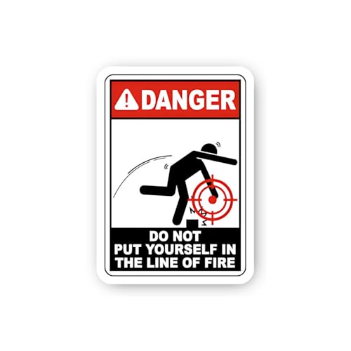 2 (Pieces) 3" and 5" Danger: Struck by Flying Object/Missile Sticker, Waterproof Vinyl Decals for Ma