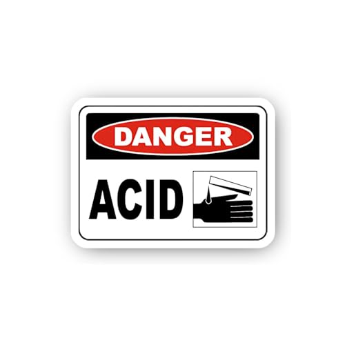 2 (Pieces) 3" and 5" Acid Corrosive Contact Warning Sticker, Waterproof Vinyl Decals for Many Purpos