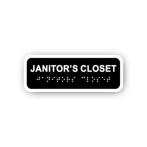 2 (Pieces) 3" and 5" Janitor's Closet Sign with Braille Sticker, Waterproof Vinyl Decals for Many Pu