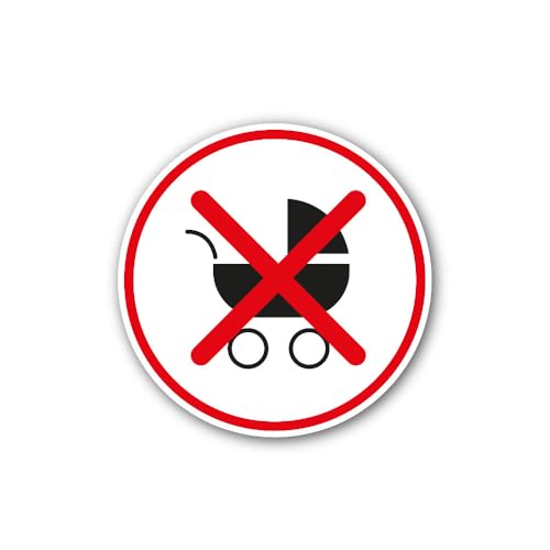 2 (Pieces) 3" and 5" No Baby Carriage Icon Sign Sticker, Waterproof Vinyl Decals for Many Purpose Li