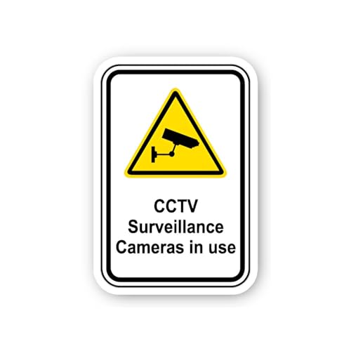 2 (Pieces) 3" and 5" Caution CCTV Surveillance in Use Sticker, Waterproof Vinyl Decals for Many Purp