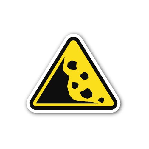 2 (Pieces) 3" and 5" Risk of Landslide Caution Warning Symbol Sticker, Waterproof Vinyl Decals for M
