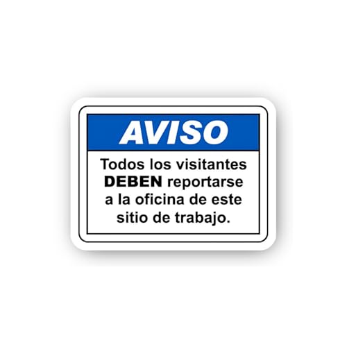 2 (Pieces) 3" and 5" Landscape Orientation Spanish Notice Sign Sticker, Waterproof Vinyl Decals for