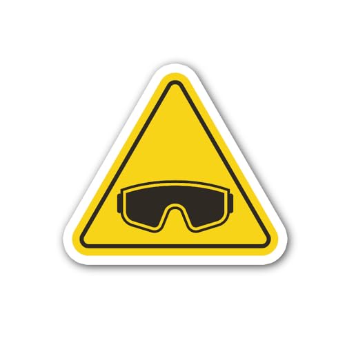 2 (Pieces) 3" and 5" Safety Goggles Required Area Warning Sign Sticker, Waterproof Vinyl Decals for