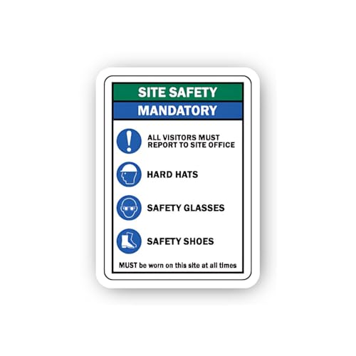2 (Pieces) 3" and 5" Mandatory Site Safety Equipment Requirements Sticker, Waterproof Vinyl Decals f