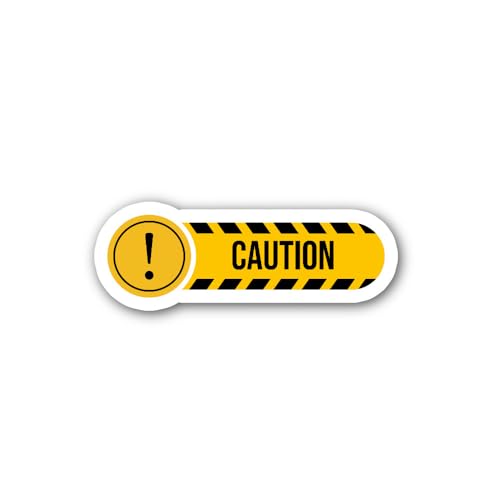 2 (Pieces) 3" and 5" Caution Yellow Colour Sign Sticker, Waterproof Vinyl Decals for Many Purpose Li