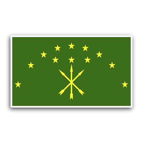 2 (Pieces) 3" and 5" Adygea Flag Sticker, Waterproof Vinyl Decals for Many Purpose Like Cars, Trucks