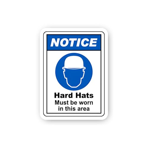 2 (Pieces) 3" and 5" Hard Hats Must Be Worn Notice Sticker, Waterproof Vinyl Decals for Many Purpose