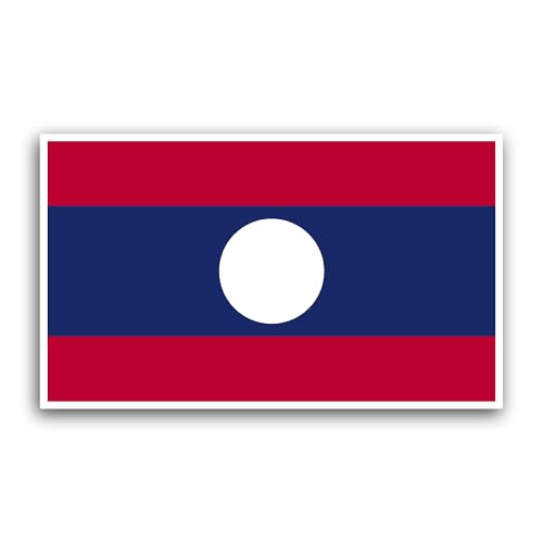 2 (Pieces) 3" and 5" Laos Flag Sticker, Waterproof Vinyl Decals for Many Purpose Like Cars, Trucks,