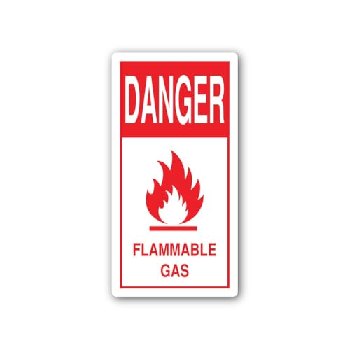 2 (Pieces) 3" and 5" Flammable Gas Hazard Label Sticker, Waterproof Vinyl Decals for Many Purpose Li