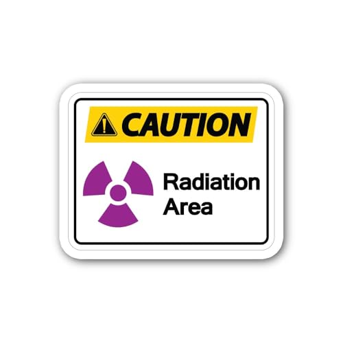 2 (Pieces) 3" and 5" Yellow Colour Caution Radiation Area Sticker, Waterproof Vinyl Decals for Many