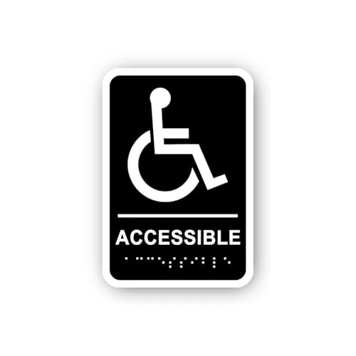 2 (Pieces) 3" and 5" Accessible Symbol Sign with Braille Sticker, Waterproof Vinyl Decals for Many P