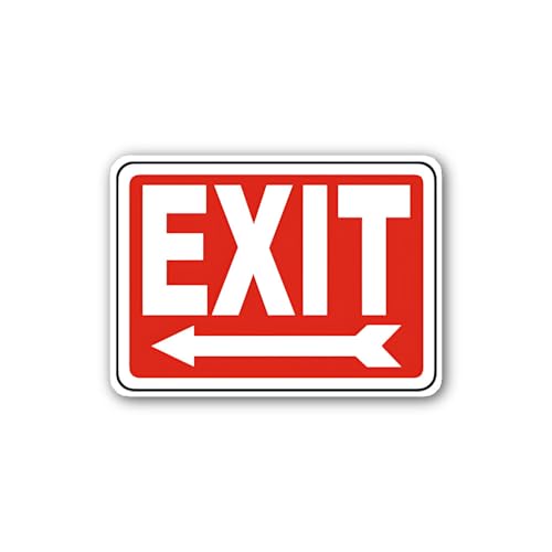 2 (Pieces) 3" and 5" Red Directional Emergency Exit Sign Sticker, Waterproof Vinyl Decals for Many P