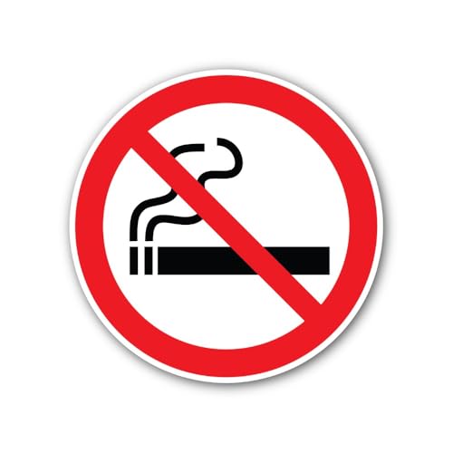 2 (Pieces) 3" and 5" No Smoking Round Sign Sticker, Waterproof Vinyl Decals for Many Purpose Like Ca