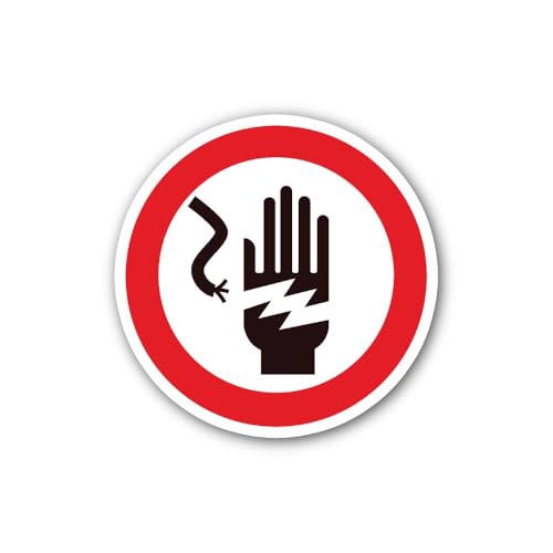 2 (Pieces) 3" and 5" Injury Hazard Electrical Shock Electrocution Symbol Sticker, Waterproof Vinyl D
