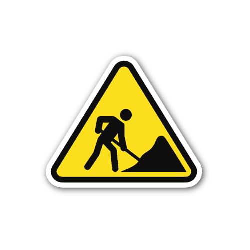 2 (Pieces) 3" and 5" Road Works Sign Sticker, Waterproof Vinyl Decals for Many Purpose Like Cars, Tr