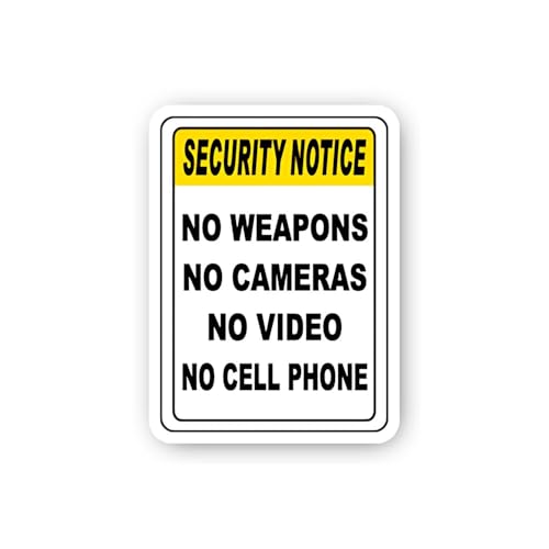 2 (Pieces) 3" and 5" Security Notice No Weapons Cameras Video Phone Sticker, Waterproof Vinyl Decals