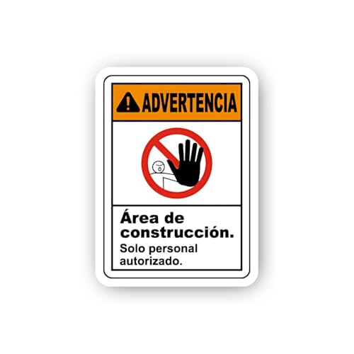 2 (Pieces) 3" and 5" Spanish Vertical Warning Construction Sign Sticker, Waterproof Vinyl Decals for