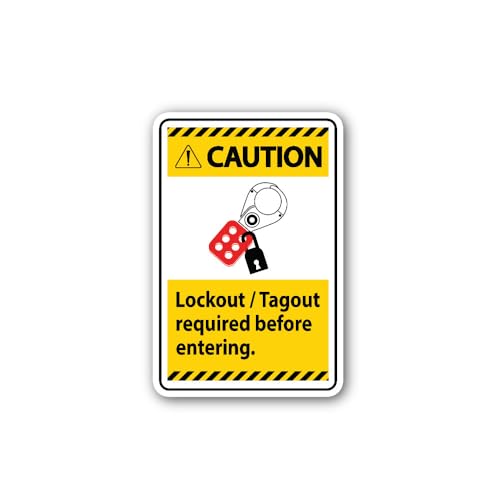 2 (Pieces) 3" and 5" Lockout/Tagout Required Before Entering. Sticker, Waterproof Vinyl Decals for M
