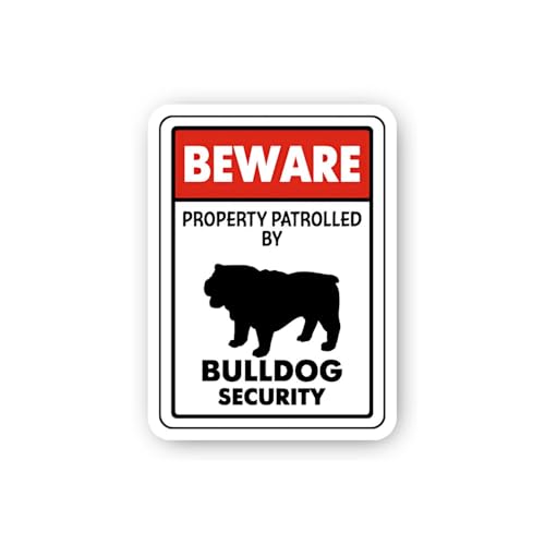 2 (Pieces) 3" and 5" Bulldog Security Sticker, Waterproof Vinyl Decals for Many Purpose Like Cars, T